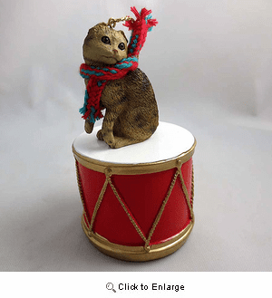 Little Drummer Scottish Fold Cat Christmas Ornament