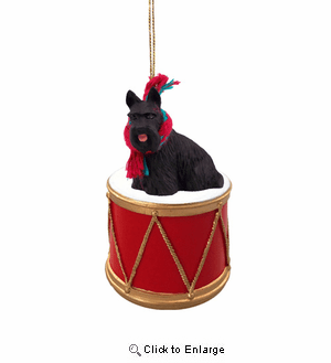 Little Drummer Scottish Terrier Christmas Ornament