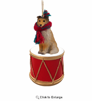 Little Drummer Shetland Sheepdog Christmas Ornament