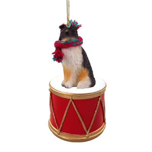 Little Drummer Shetland Sheepdog Tricolor Christmas Ornament