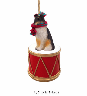 Little Drummer Shetland Sheepdog Tricolor Christmas Ornament