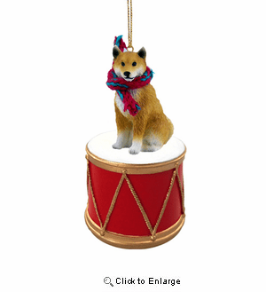 Little Drummer Shiba Inu Christmas Ornament