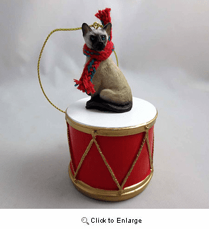 Little Drummer Siamese Cat Christmas Ornament