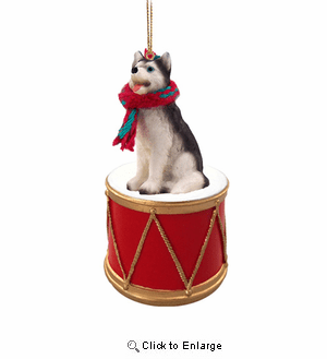 Little Drummer Siberian Husky Christmas Ornament