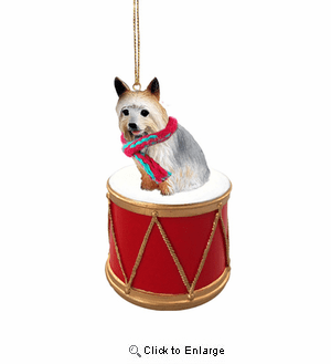 Little Drummer Silky Terrier Christmas Ornament