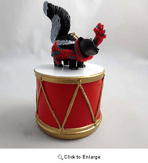 Little Drummer Skunk Christmas Ornament