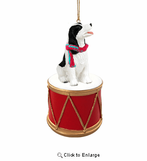 Little Drummer Springer Spaniel Black-White Christmas Ornament