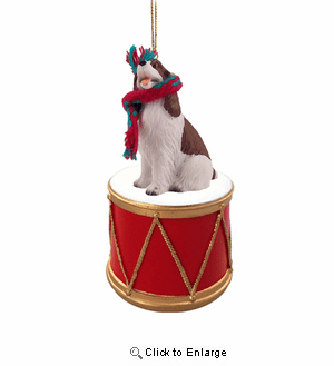 Little Drummer Springer Spaniel Liver-White Christmas Ornament