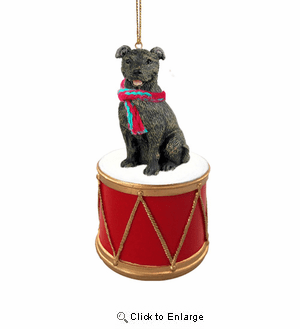 Little Drummer Staffordshire Bull Terrier Christmas Ornament