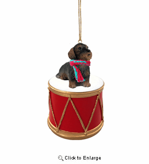Little Drummer Wire Haired Dachshund Christmas Ornament