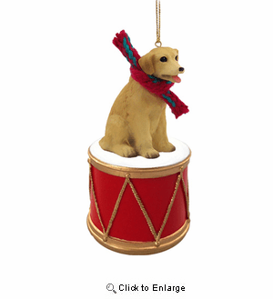 Littler Drummer Yellow Labrador Christmas Ornament