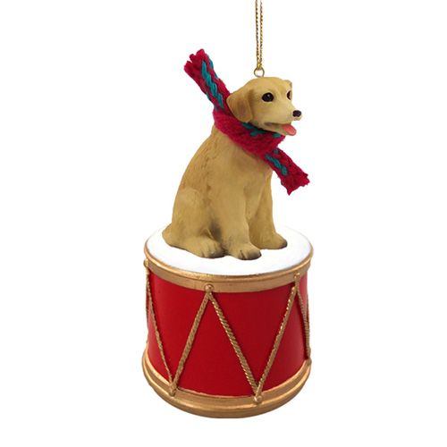 Littler Drummer Yellow Labrador Christmas Ornament