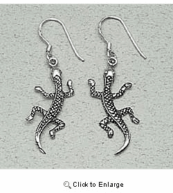 Lizard Earrings Sterling Silver