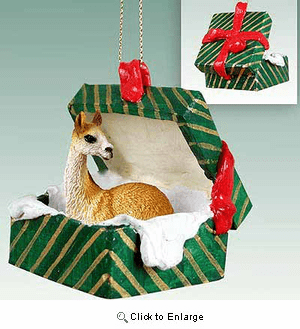 Llama Gift Box Christmas Ornament