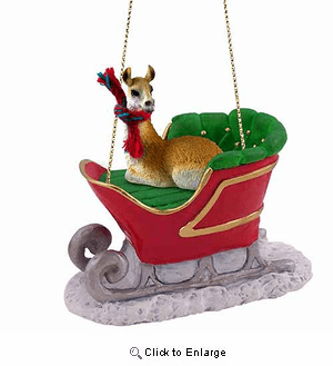 Llama Sleigh Ride Christmas Ornament