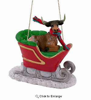 Long Horn Steer Sleigh Ride Christmas Ornament