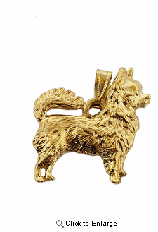 Longhaired Chihuahua 24K Gold Plated Pendant