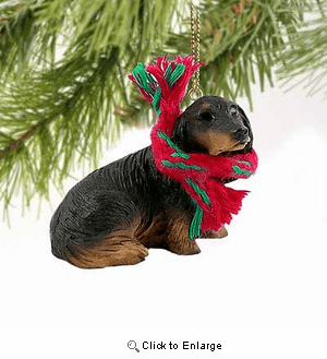 Longhaired Dachshund Tiny One Christmas Ornament Black