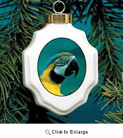 Macaw Parrot Christmas Ornament Porcelain