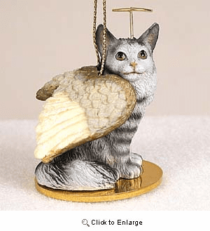 Maine Coon Cat Angel Ornament Silver