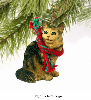 Maine Coon Cat Tiny One Christmas Ornament Brown
