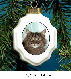 Maine Coon Christmas Ornament Porcelain