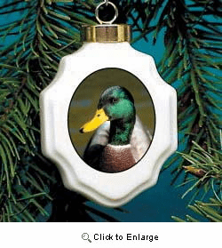 Mallard Duck Christmas Ornament Porcelain
