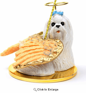 Maltese Christmas Ornament Angel