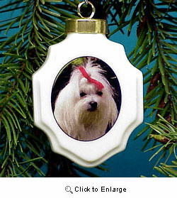 Maltese Christmas Ornament Porcelain