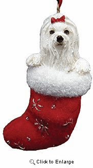 Maltese Christmas Stocking Ornament