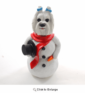 Maltese Snowman Christmas Decoration