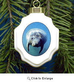 Manatee Christmas Ornament Porcelain