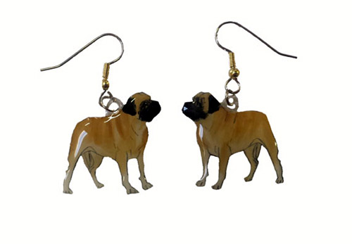 Mastiff Earrings Hand Painted Acrylic