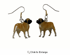 Mastiff Earrings Hand Painted Acrylic