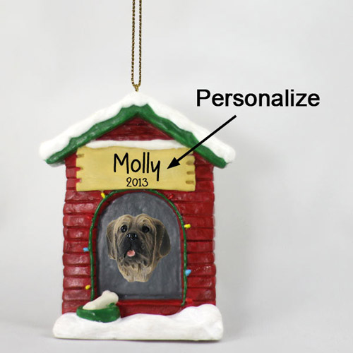 Mastiff Personalized Dog House Christmas Ornament