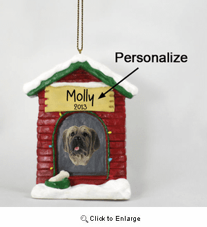 Mastiff Personalized Dog House Christmas Ornament
