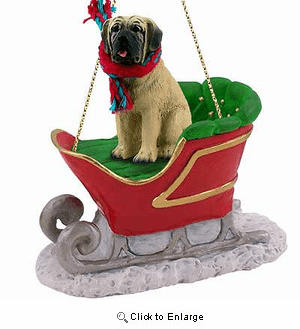 Mastiff Sleigh Ride Christmas Ornament