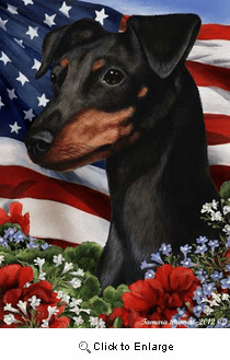 Min Pin House Flag Black-Tan Uncropped