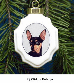 Miniature Pinscher Christmas Ornament Porcelain