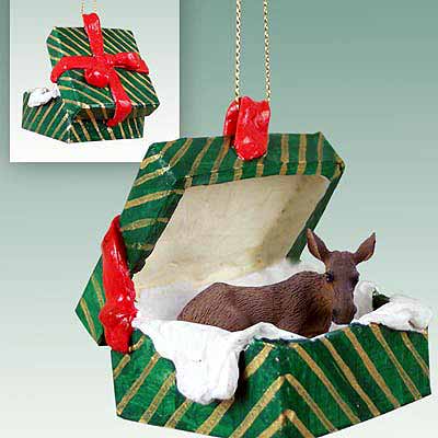 Moose Gift Box Christmas Ornament Cow