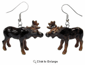 Moose Porcelain Earrings Dangling