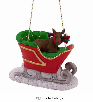 Moose Sleigh Ride Christmas Ornament Cow