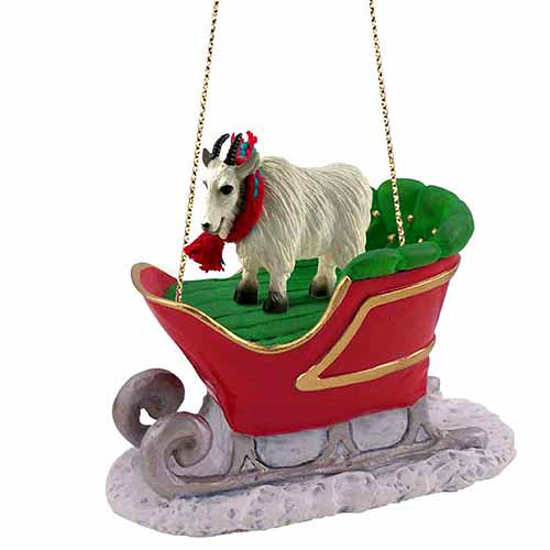 Mountain Goat Sleigh Ride Christmas Ornament