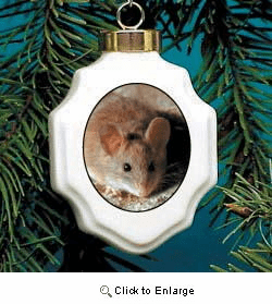 Mouse Christmas Ornament Porcelain