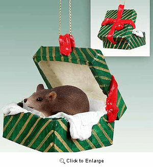 Mouse Gift Box Christmas Ornament