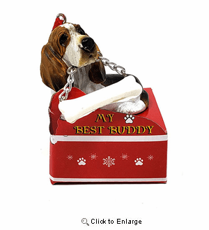 My Best Buddy Basset Hound Christmas Ornament