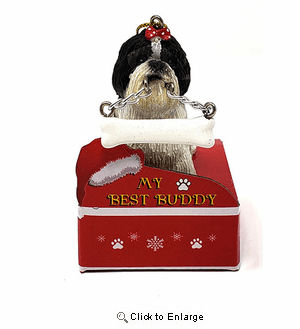 My Best Buddy Black Shih Tzu Christmas Ornament