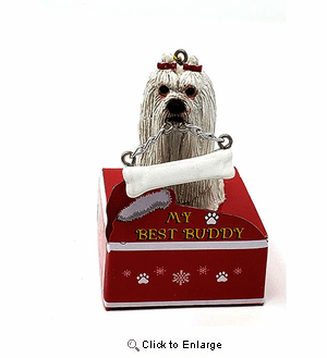 My Best Buddy Maltese Christmas Ornament