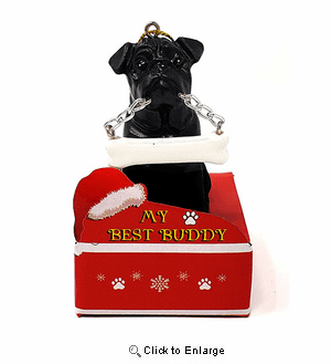 My Best Buddy Pug Black Christmas Ornament