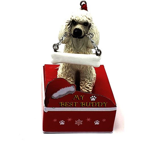 My Best Buddy White Poodle Christmas Ornament